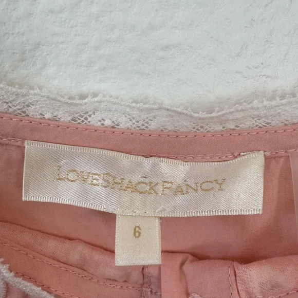 Love Shack Fancy Alwyn Eyelet Bubble Gum Pink Maxi Dress Embroidered Size 6 - Picture 13 of 15